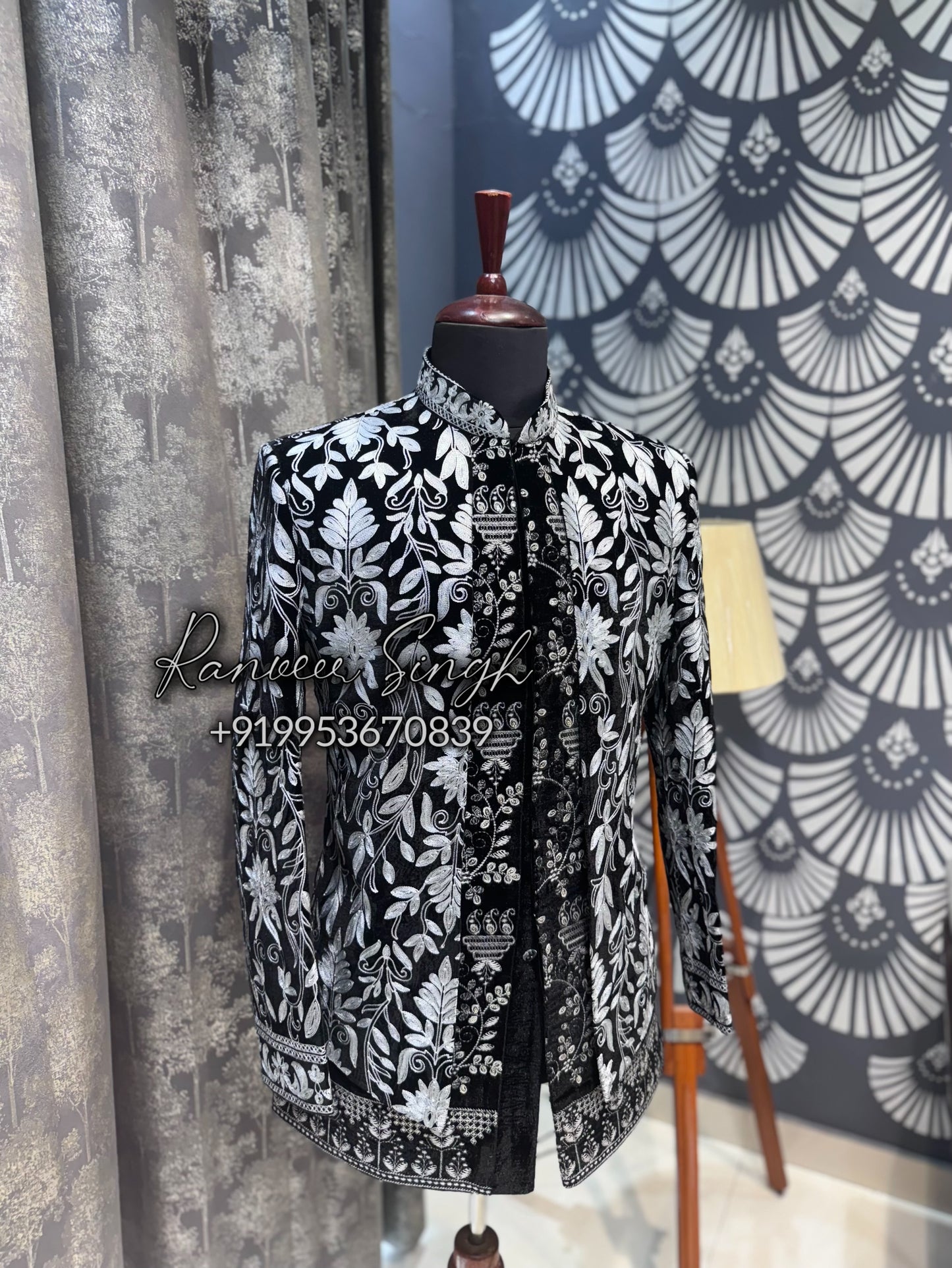 Black white bollywood style shrug set indowestern