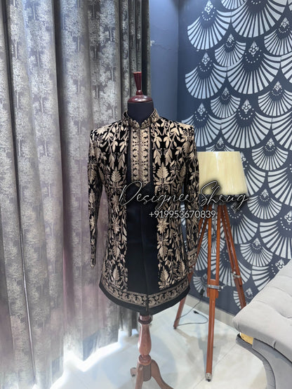 Black Golden antique shrug set for men