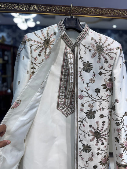 Ivory Threadwork Designer embroidery pastel shrug set