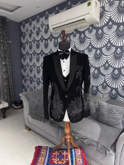 Black cut dana tuxedo set