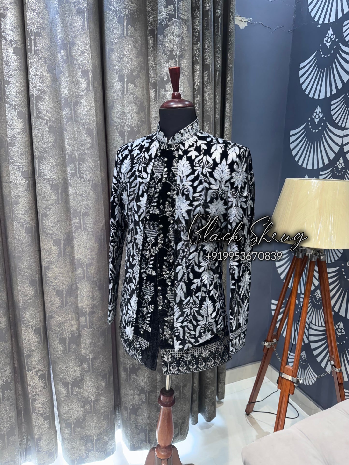 Black white bollywood style shrug set indowestern