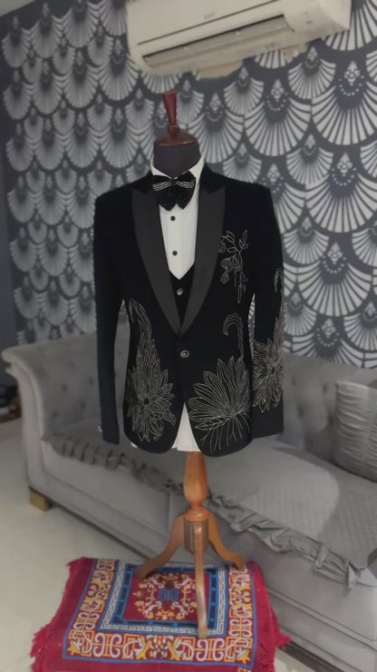 Black cut dana tuxedo set